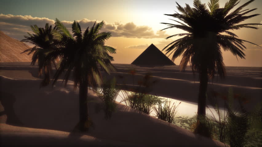 (1122) Desert Sand Sunset Full Moon Pyramid Oasis LOOP. Themes for Africa, Egypt, Travel, Destinations, Tourism, Desert, Extreme, Arabia, Nature, Environment, Oil, Antiquities
