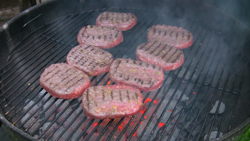 Baking hamburgers on the barbecue