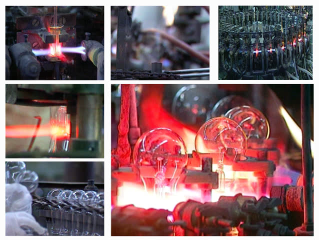 Details of light bulbs production process are presented with several close up plans, designed in post production. 