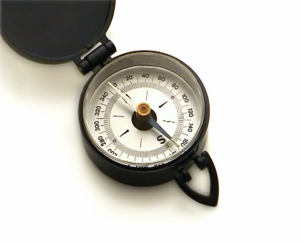 Compass with needle swinging 