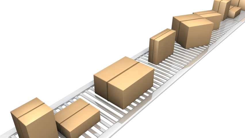 3d boxes in a factory in HD format 