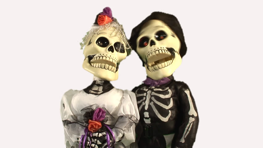 HD alpha layer animated skeletons in wedding costumes