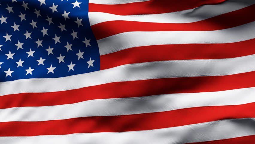 Creased American flag in wind in slow motion