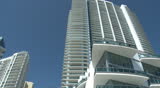 Downtown Miami - slow pan of apartment buildings in downtown Miami