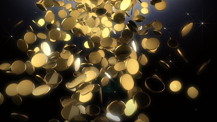 Gold coins fallin down