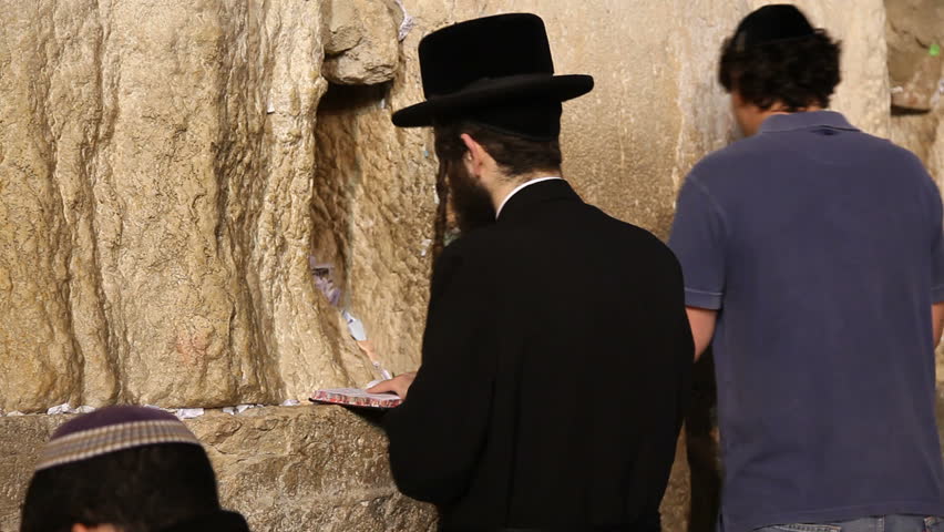 JERUSALEM, ISRAEL Ã¢â¬â SEP 18: Midnight prayers are reciting Slihot (penitential prayers) and imploring until Yom Kippur at the Western Wall, September 18, 2009.