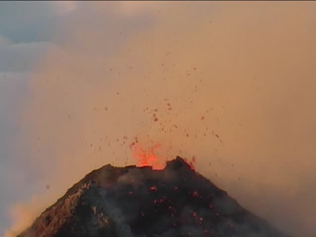 Morning eruption at volcano Fuego