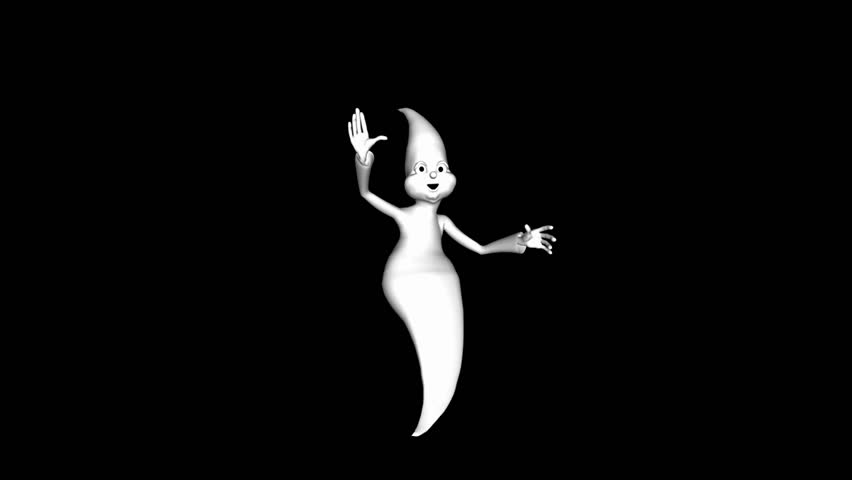 Looping Ghost Animation 3. With Alpha Mask, isolated on black