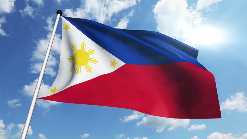 Philippines Flag Waving Against Time-lapse Clouds Background Stock