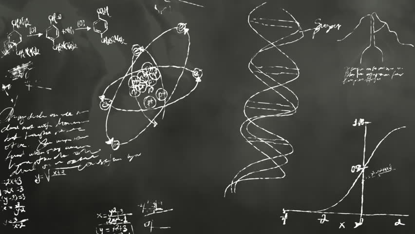 Math and Science Blackboard Scribbling