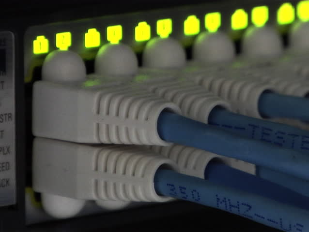 This high definition footage is of an Ethernet Network Connection Hub in NTSC format. Other Formats available