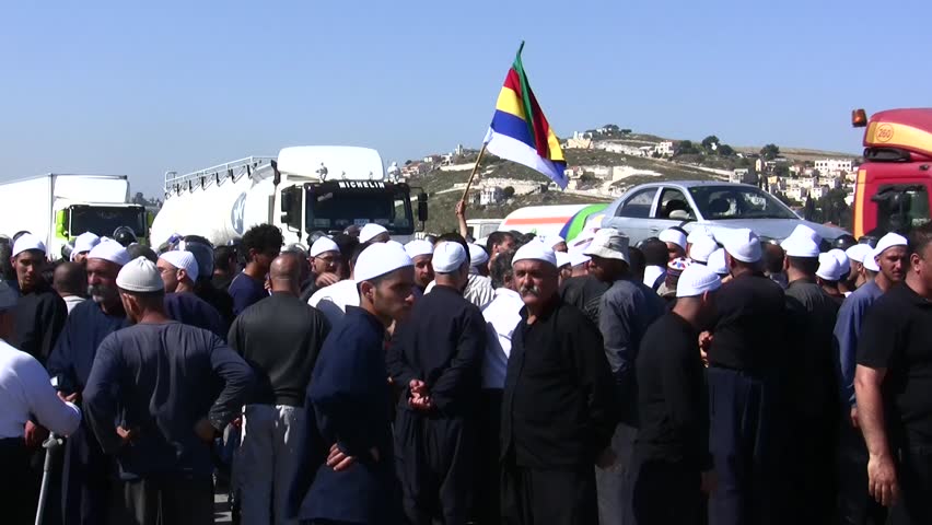 MOUNT CARMEL, ISRAEL - MAY 04: Druze clash with police in protest against laying of natural gas pipeline on disputed land, Israel, Carmel, May 04, 2010