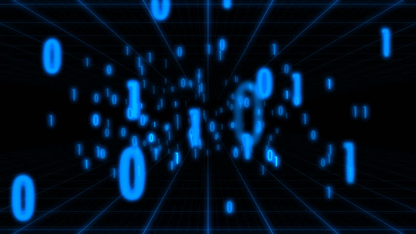 Flying through blue digital binary. Loopable. HD 