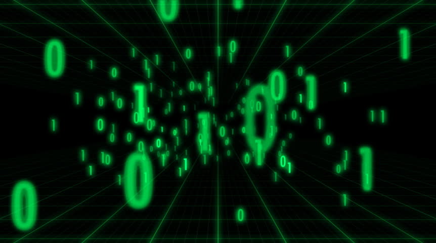 Flying through green digital binary. Loopable. NTSC 