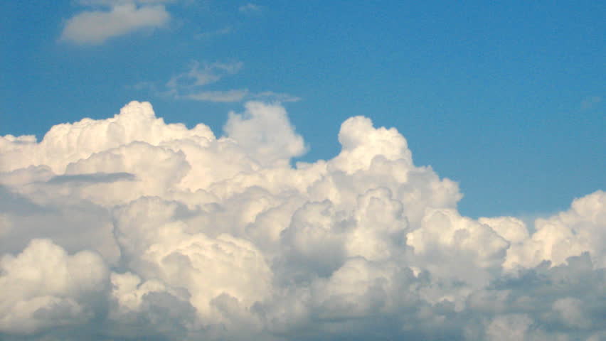 Morphing clouds on blue sky