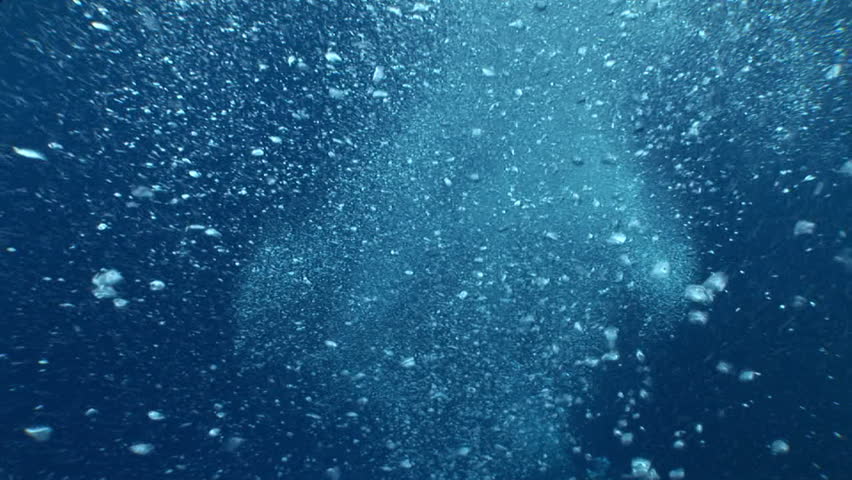 Millions of bubbles float upward in water