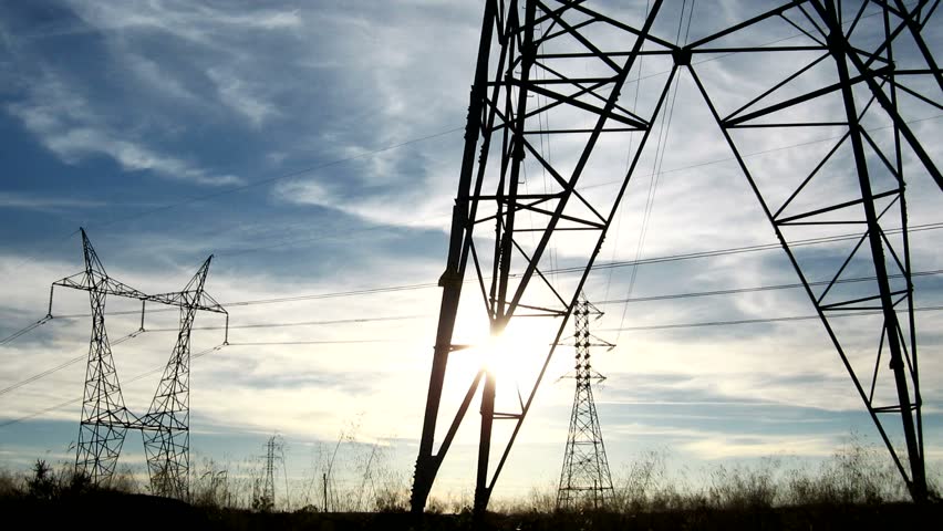 High voltage electricity pylons time lapse