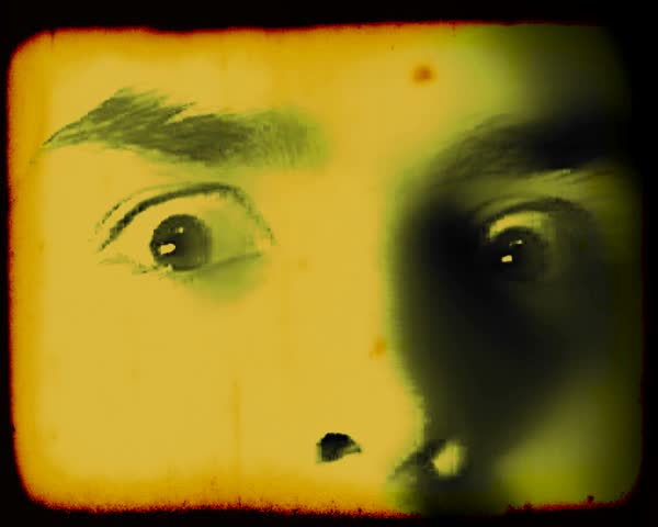 Looping old horror movie scene. 