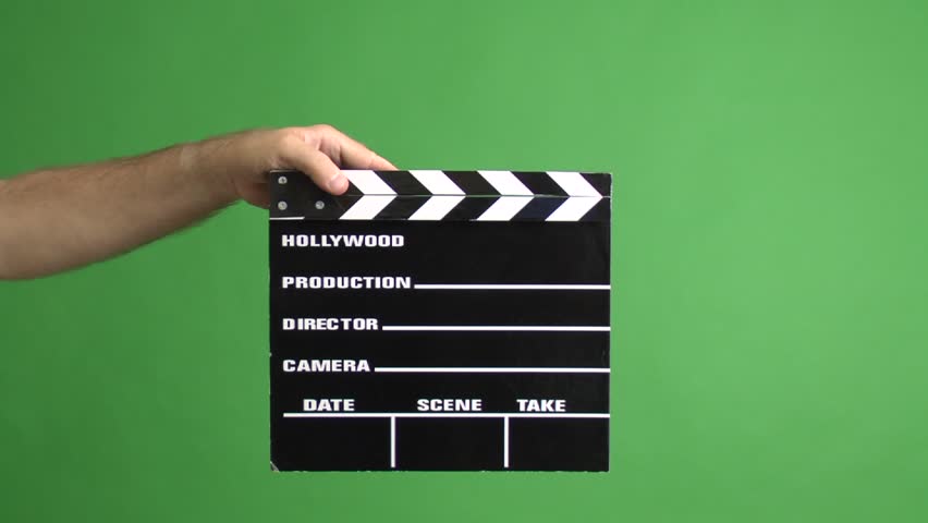 movie clapper on a green screen