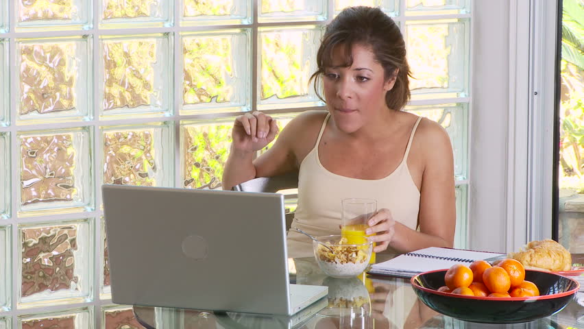 Young woman working at home