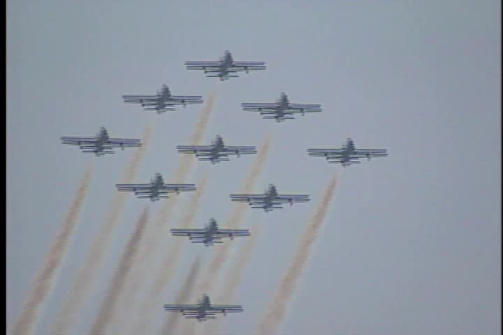 The Italian Air Force acrobatic team at an "airshow".