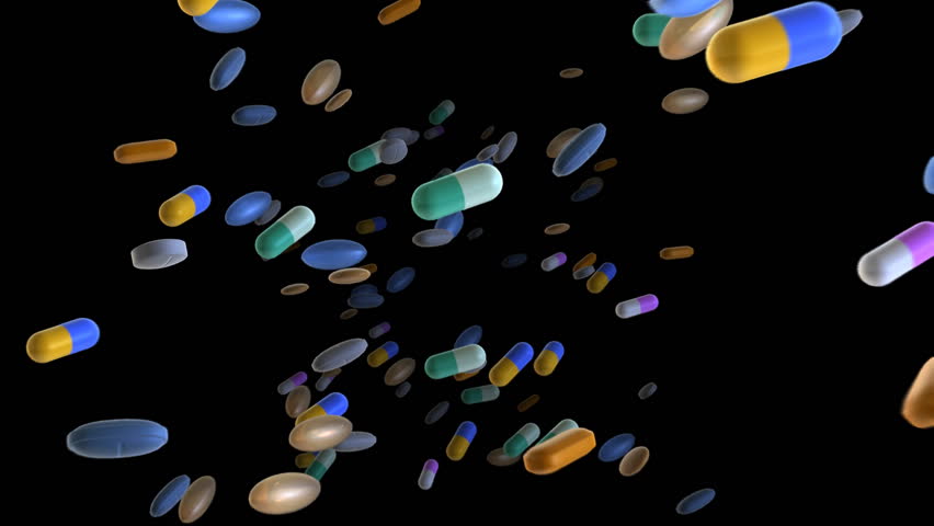 15 second 1080p HD video flying through various types of pills. NOTE: This video can be used as a continuous loop using frames 1-364.Alpha channel is included as second half.