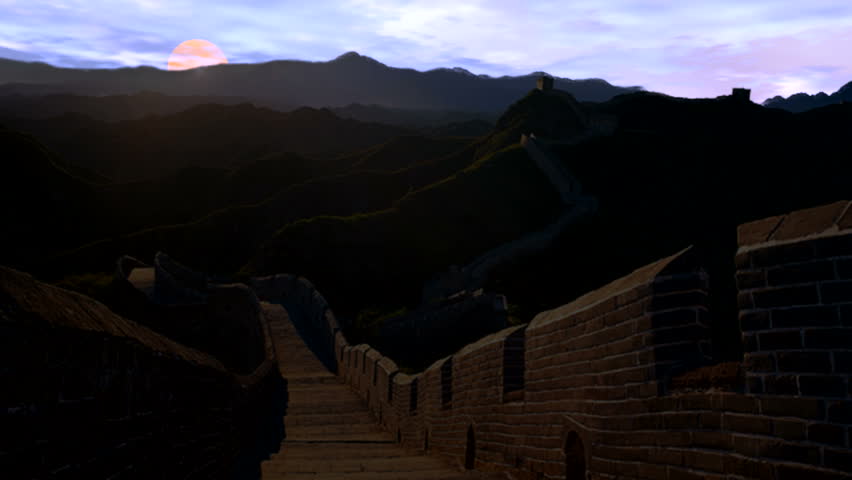 Sunrise of Great Wall in China.