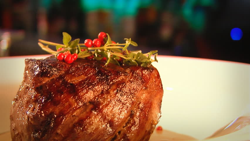 meat rotating on a dinner plate