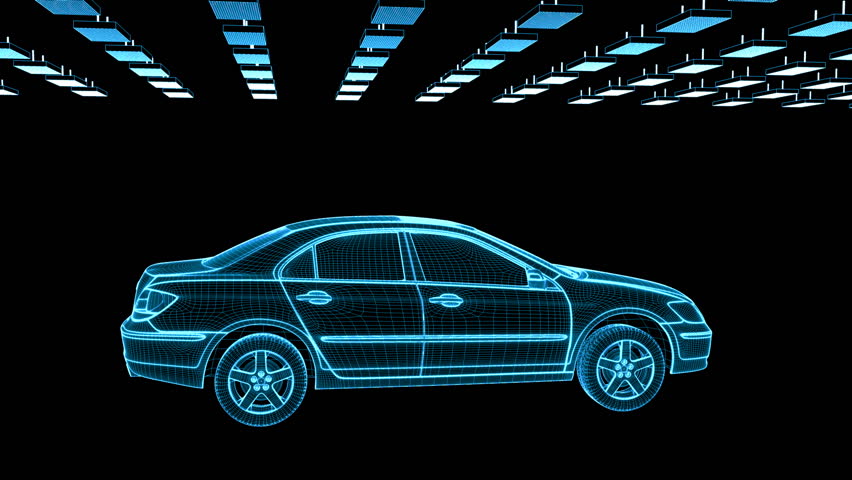 Car sketch rotating, components assembling, loop