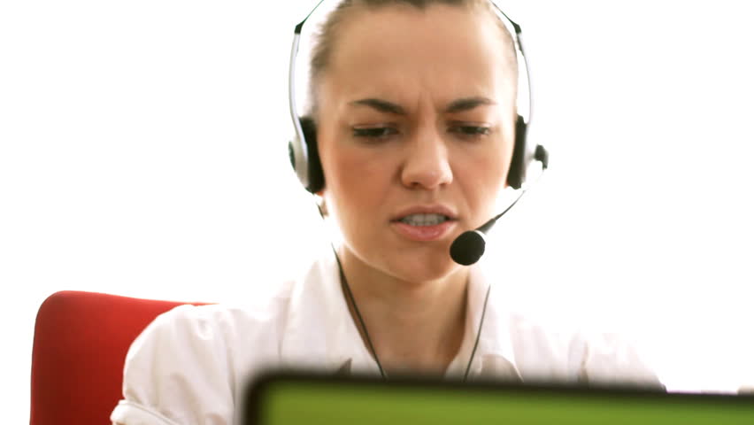 Call center operator having headache 