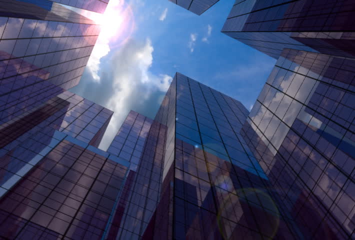 20 Seconds loop of corporate buildings with lens reflections