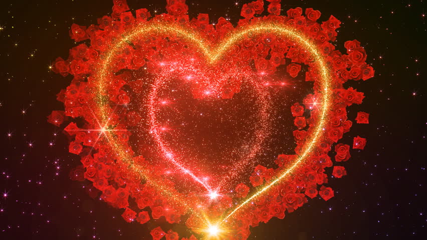 Colorful Sparkling Heart with Rose.