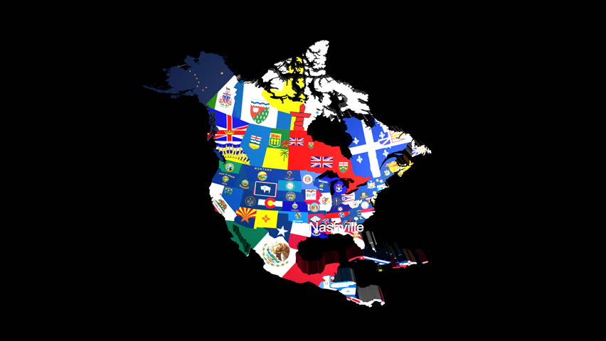 3D of States to Nashville with Matte / Fill all other States with Relevant Flags