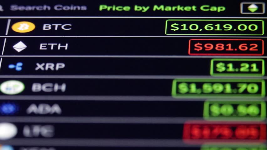 Cryptocurrency Market Crypto Currency Stock Footage Video Cryptocurrency Market Crypto Currency Live On Mobile Phone Value Changes Of Digital Bitcoin Ethereum Litecoin