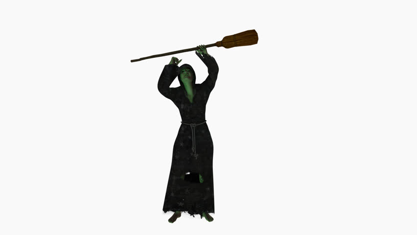 Witch Wicked Waving a Broom,animation, Stock Footage Video (100%