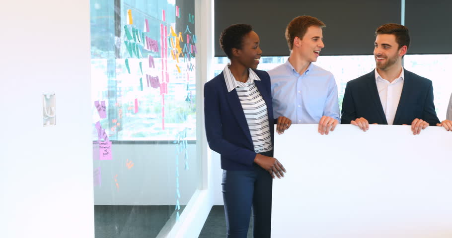 Portrait Of Caucasian And African American Business Colleagues