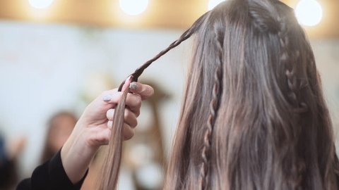 Master Making Hairstyle Girl At Stock Footage Video 100 Royalty
