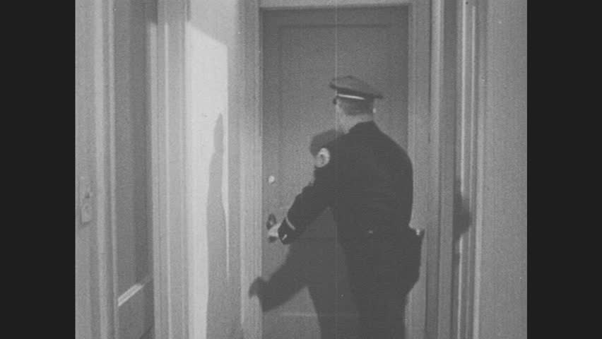 Police Officer Knocks On Door Woman Opens Door Walks Out And Talks