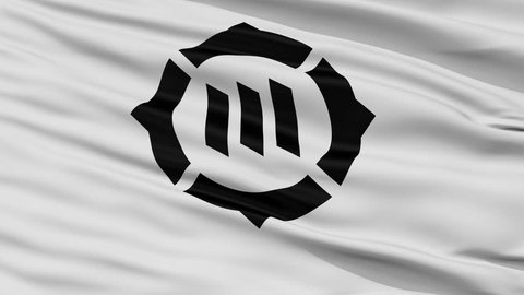 Toyokawa close up flag, Aichi prefecture, realistic animation seamless loop - 10 seconds long