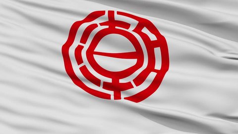 Yashio close up flag, Saitama prefecture, realistic animation seamless loop - 10 seconds long