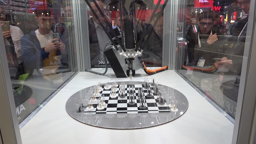 Hannover Germany April 2018 Stock Footage Video 100 Royalty Hannover Germany April 2018 Chess Board With Amk Electric Driveotion Control Technology On Messe Fair In
