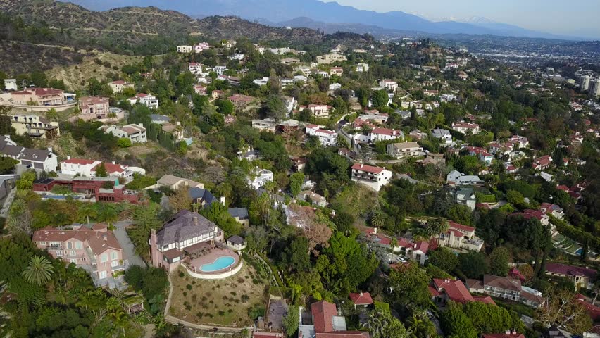 Skyline of Los Angeles with Mountains in the Background, California ...