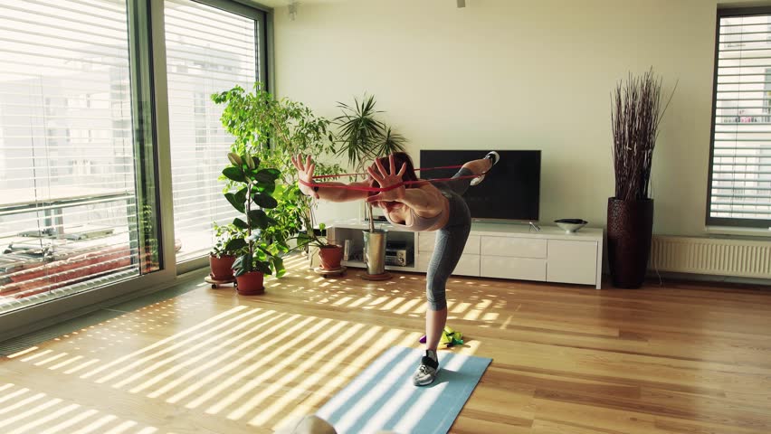 Young Fitness Woman Doing Exercise Stockvideos Filmmaterial