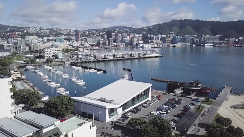 Buildings in wellington bay in new zealand image free stock photo