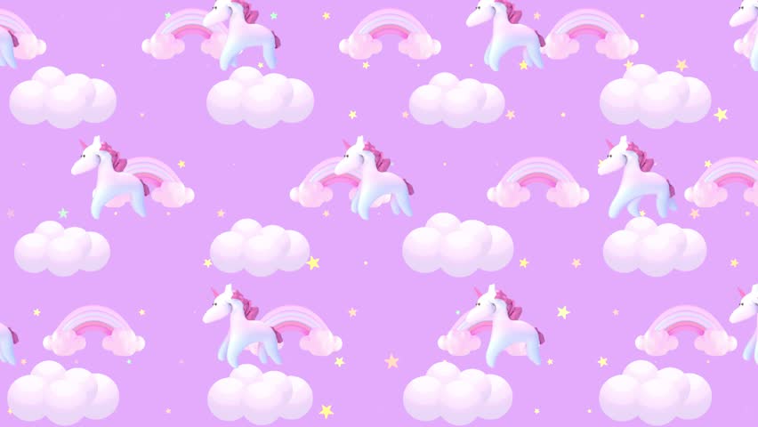 Animated Cartoon Pink  Unicorn  Wallpaper  Stock Footage 