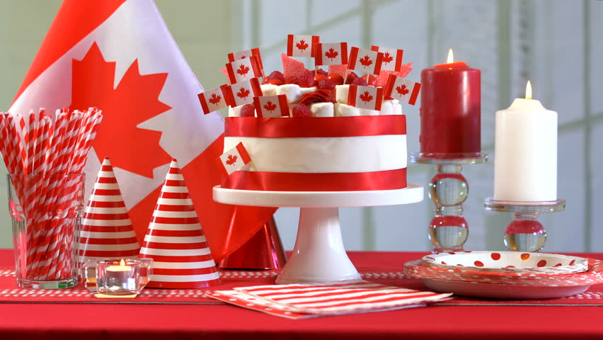 Happy Canada Day Party Table Stock Footage Video 100