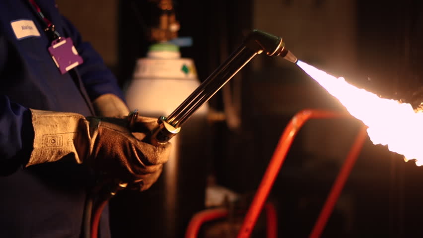 Using an Oxy-acetylene Torch in Stock Footage Video (100% Royalty-free