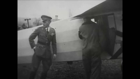 CIRCA 1927 - Charles Lindbergh prepares to fly from Washington DC in the Spirit of St. Louis.