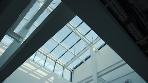 Modern Architecture Detail Glass Ceiling In The Office Building Roof Company Architecture Modern Corporate Department Building Business Window Interior Industrial Construction Structure