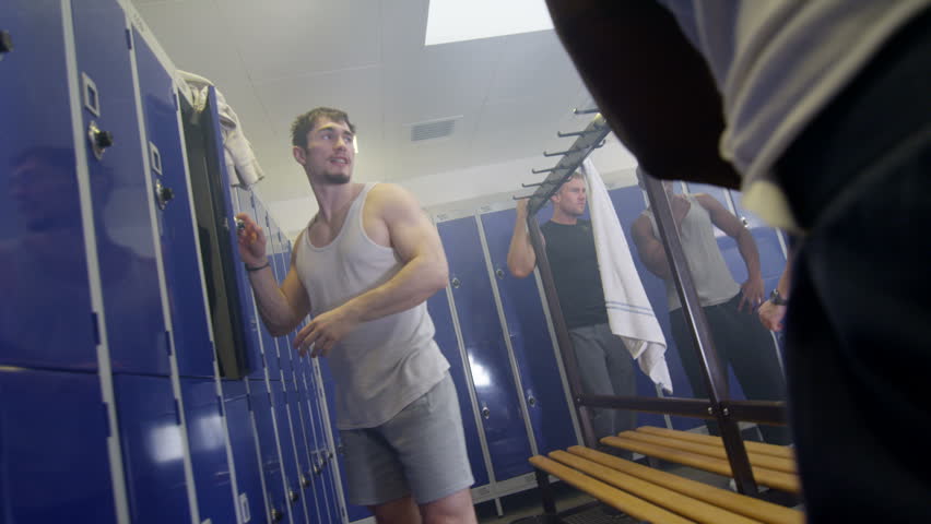 4K Cheerful Sports Players Or Gym Buddies Getting Changed In Men s 